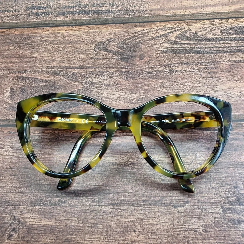DKNY DY4135 Tortoiseshell Green Cat Eye Eyeglasses Frames 53-19-135 368913